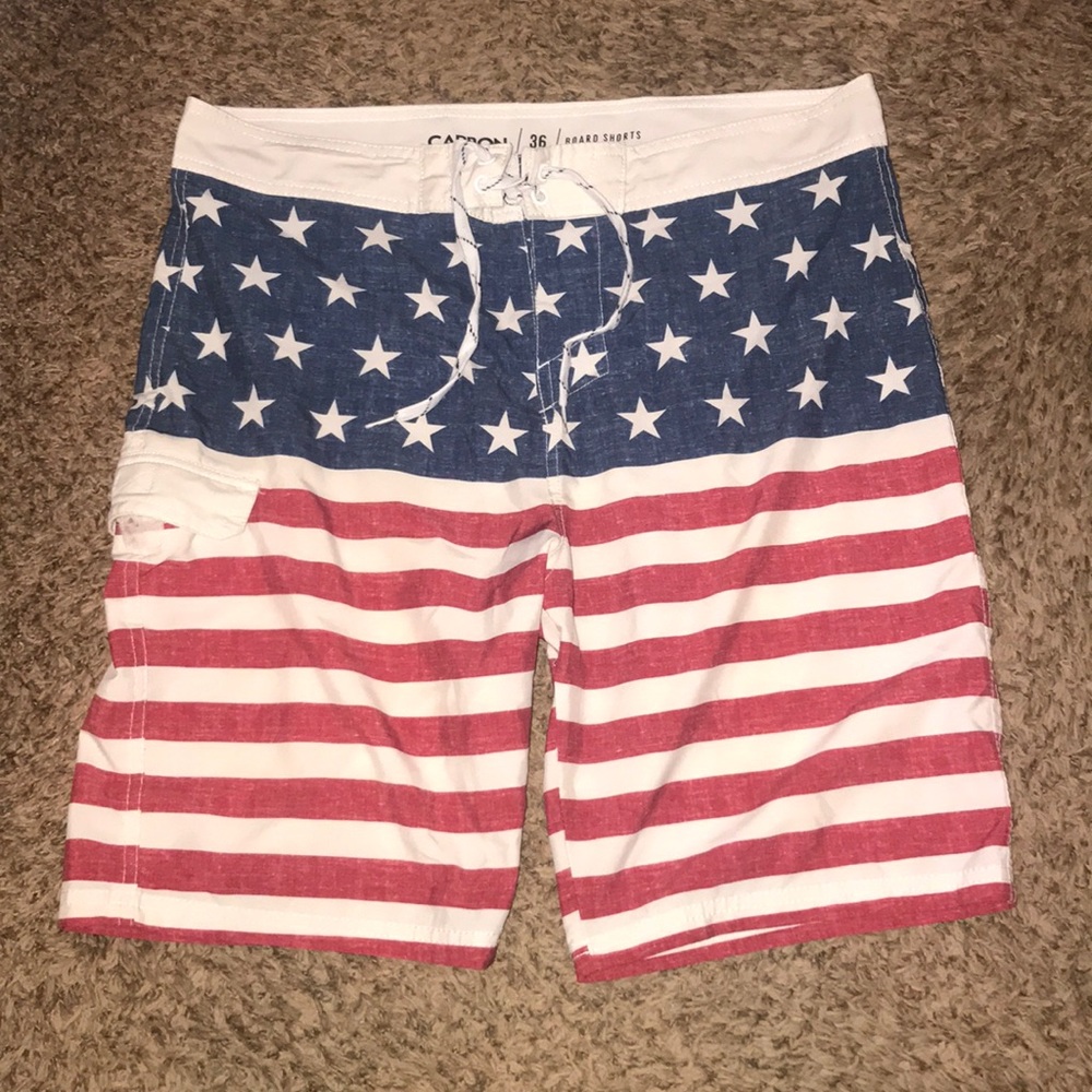 Carbon American Flag Board Shorts
